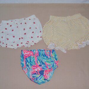 Lot of 3 Baby Bloomers Serendipity Lilly Pulitzer ON 12m Ruffles Strawberries